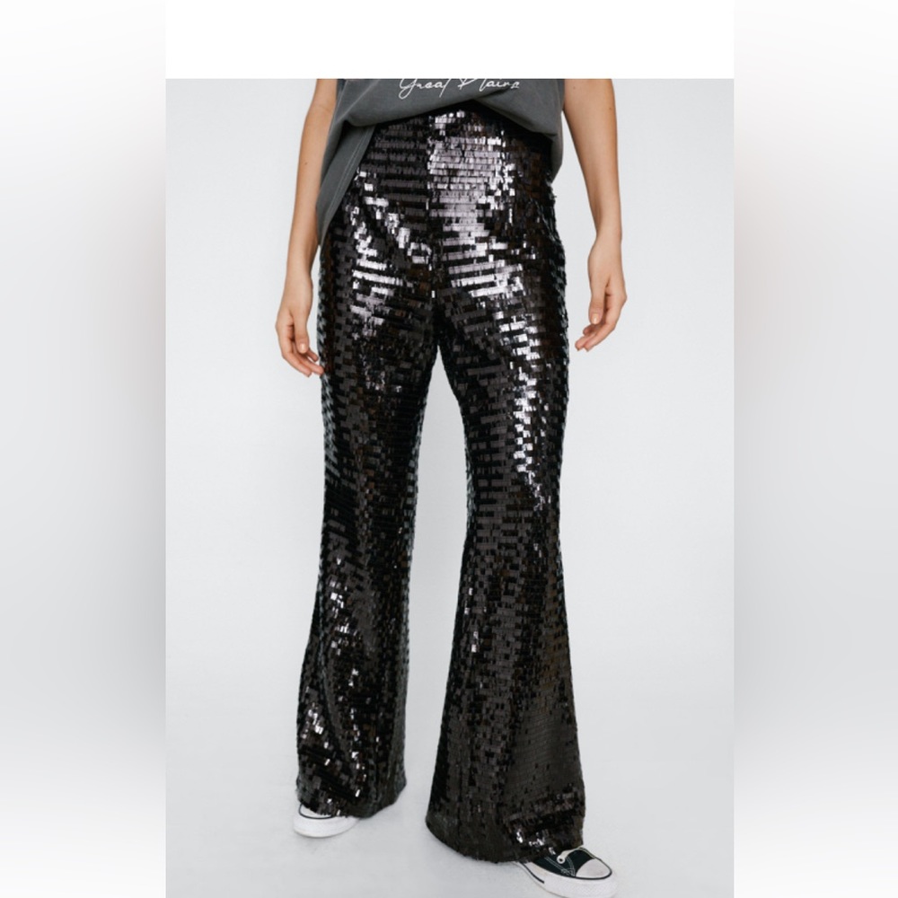 NWT Nasty Gal Premium Disco Sequin Flare Pants